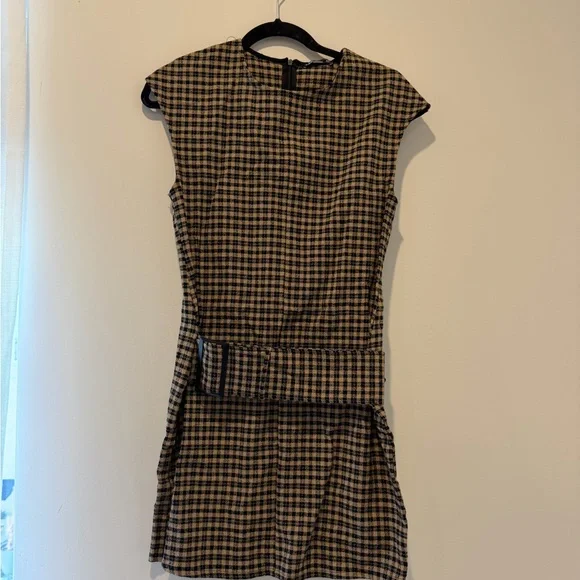 NWT Zara Belted Plaid Dress - Picture 3 of 5